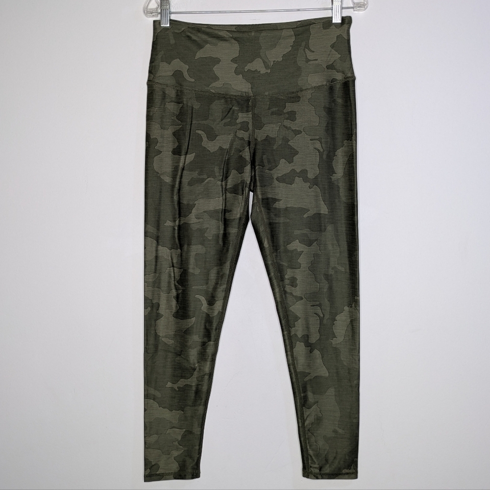 Prana Green Camo Exercise Workout Athletic Leggings L